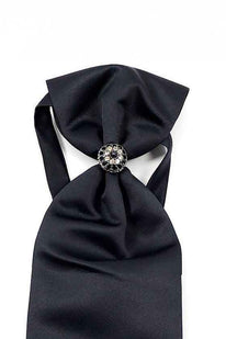Ascot Tie With Jewel Ring - Navy
