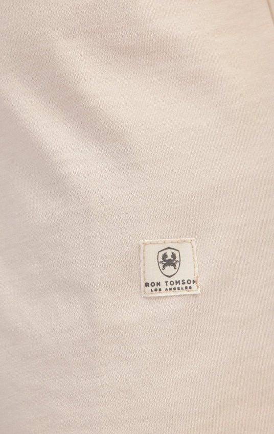 Asymmetric Stitched Distorted T-Shirt - Stone