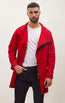 Asymmetrical Zipper Closure Coat - Red