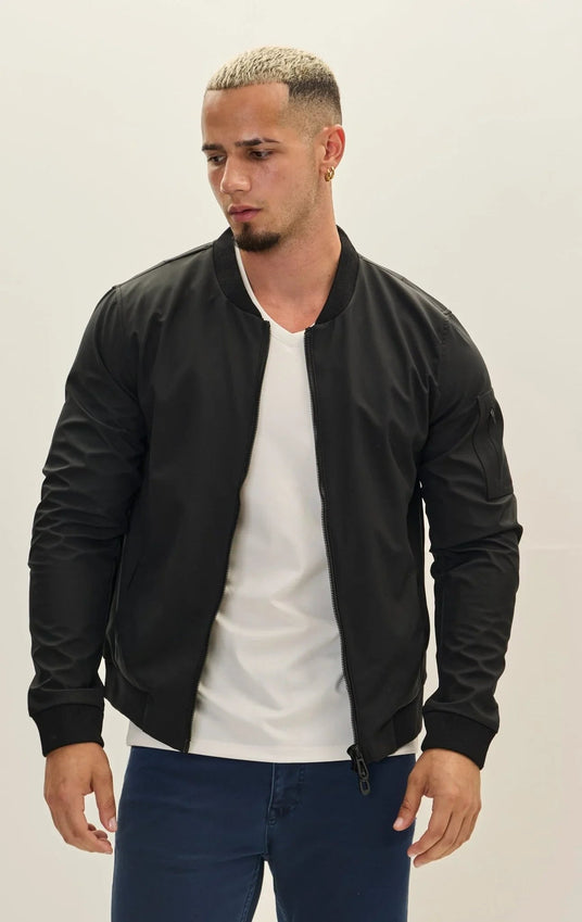 Classic Lightweight Bomber Jacket - Black