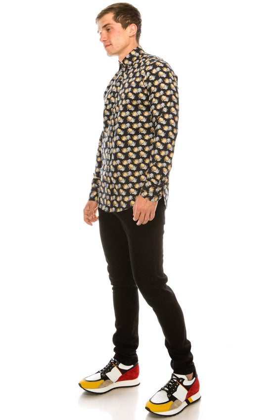 Casual Printed Shirt - Black Grey