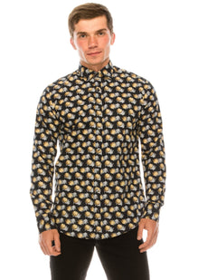 Casual Printed Shirt - Black Grey