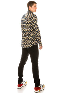 Casual Printed Shirt - Black Grey