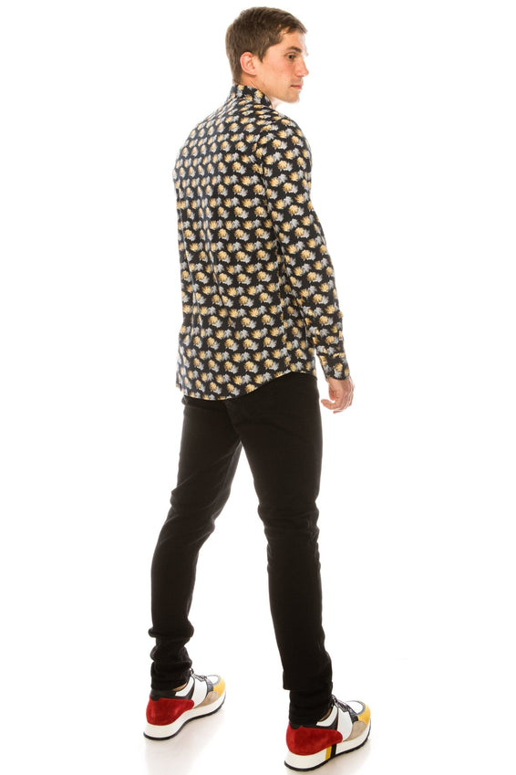 Casual Printed Shirt - Black Grey