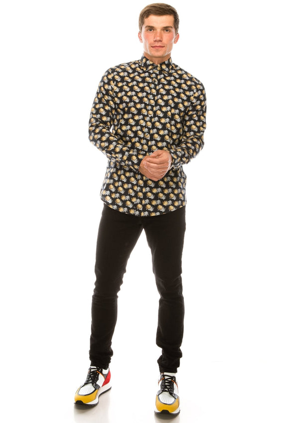 Casual Printed Shirt - Black Grey