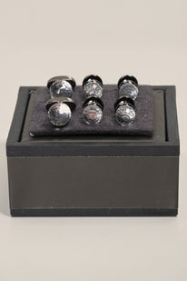 Circular Crystal Dark Cufflinks Stud Set