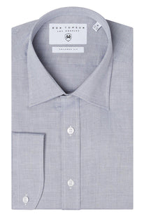Convertible Cuff Oxford Cotton Spread Collar Dress Shirt - Grey