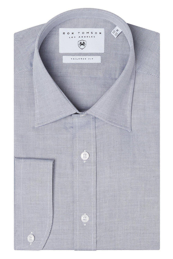 Convertible Cuff Oxford Cotton Spread Collar Dress Shirt - Grey