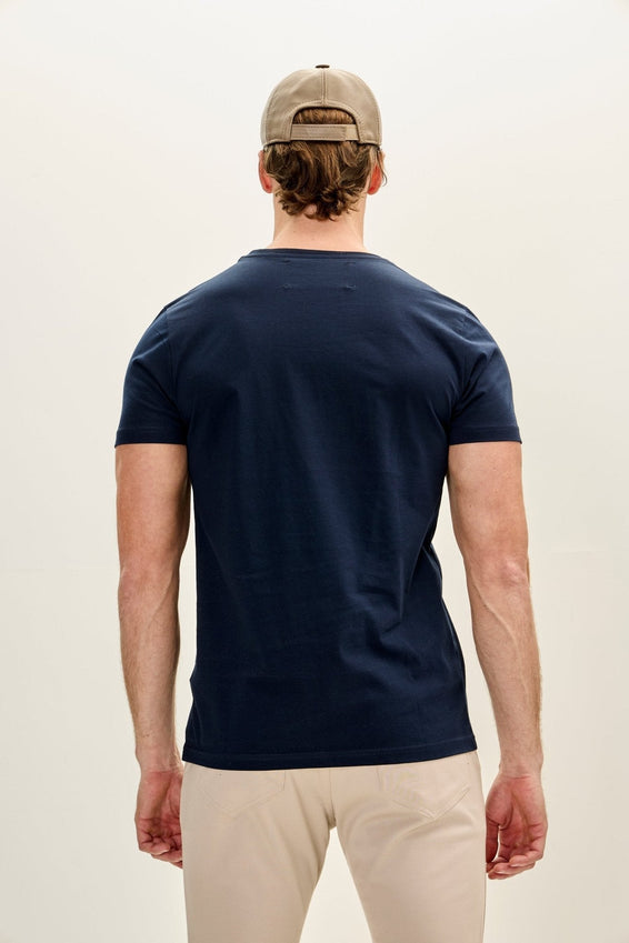 100% Cotton Crew-Neck T-Shirt - Navy