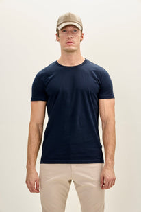 100% Cotton Crew-Neck T-Shirt - Navy