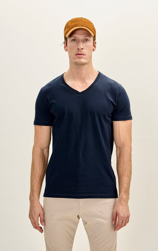 3-pack Cotton V-Neck T-Shirt - Navy