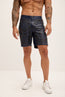 Cut-out Fitted Leather Shorts - Navy