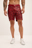 Cut-out Fitted Leather Shorts - Red