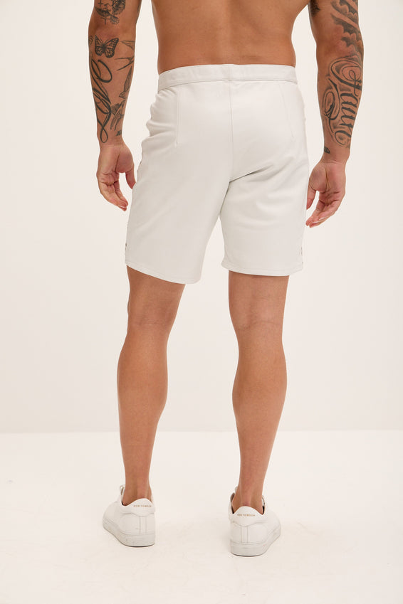 Cut-out Fitted Leather Shorts - White