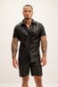 Cut-out Laser Leather Shirt - Black
