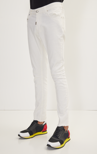 Distressed Ripped Hem Skinny Jeans - White