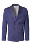 Double Breasted Fitted Stretch Blazer - Wine