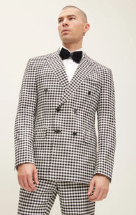 Double-Breasted Houndstooth Suit With Matching Pants