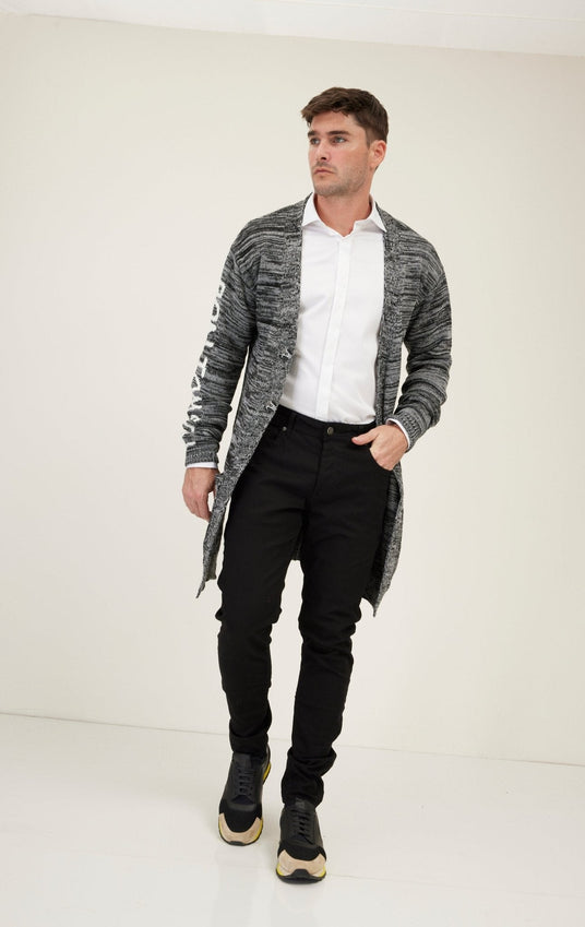 Dreamers Longline Cardigan - Black Grey