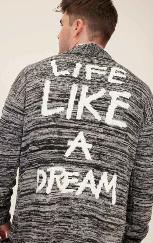 Dreamers Longline Cardigan - Black Grey