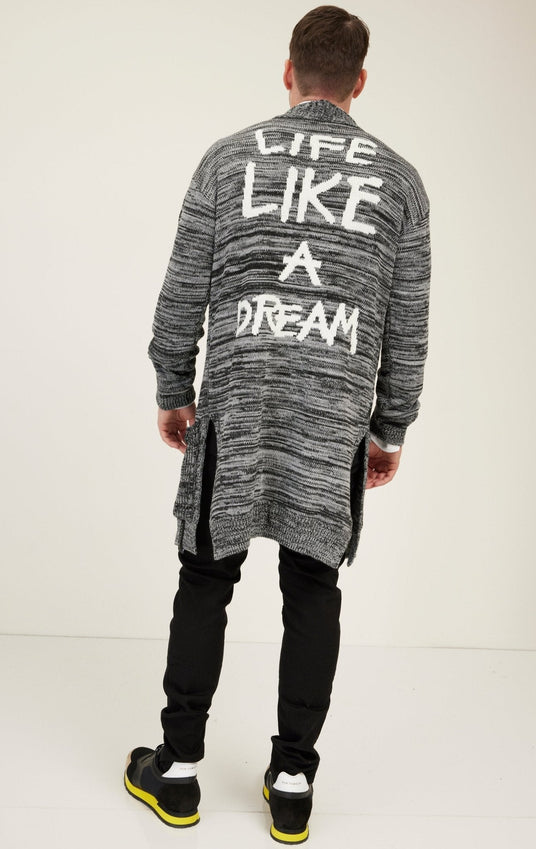 Dreamers Longline Cardigan - Black Grey