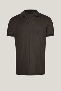 Fine Ribbed Polo Shirt - Olive Green