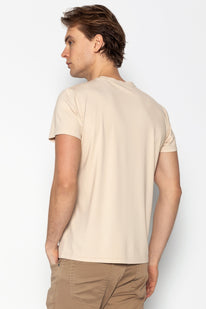 Fitted Lightweight Crew-Neck T-Shirt - Beige