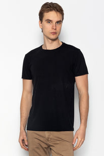 Fitted Lightweight Crew-Neck T-Shirt - Black