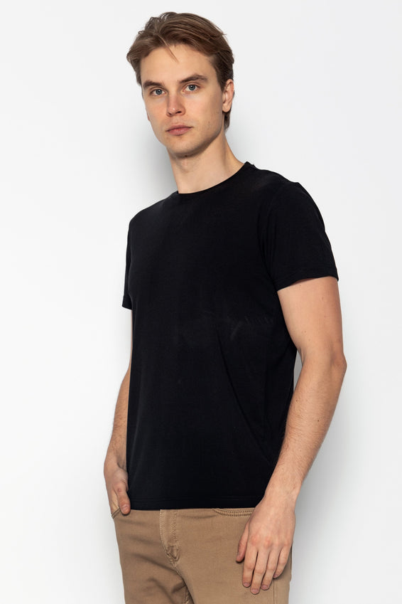 Fitted Lightweight Crew-Neck T-Shirt - Black