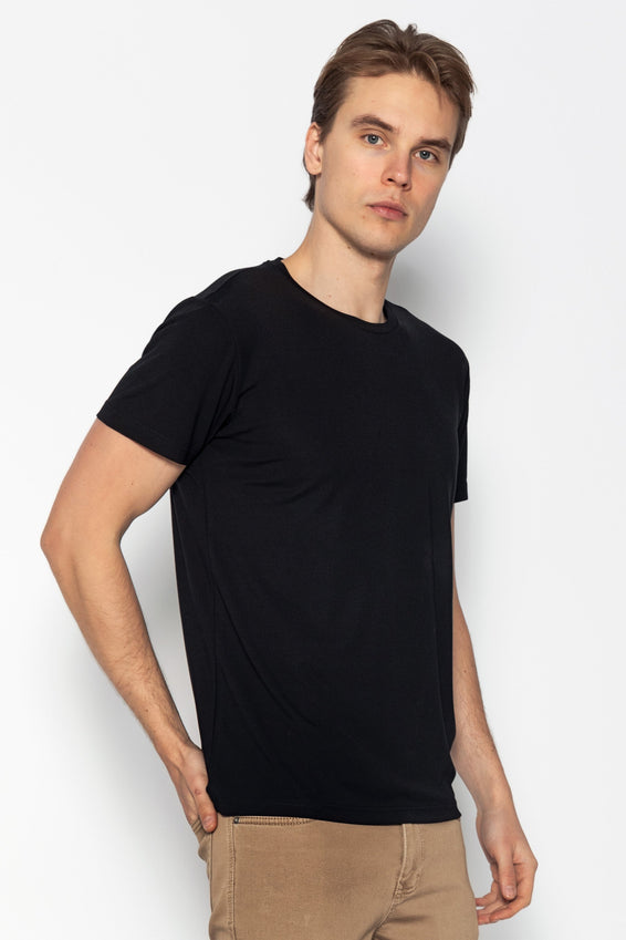 Fitted Lightweight Crew-Neck T-Shirt - Black