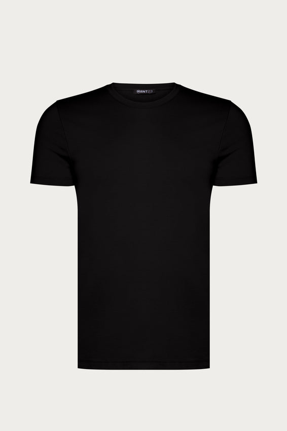 Fitted Lightweight Crew-Neck T-Shirt - Black
