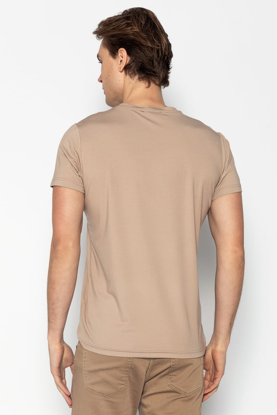Fitted Lightweight Crew-Neck T-Shirt - Light Brown