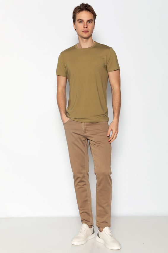 Fitted Lightweight Crew-Neck T-Shirt - Light Green