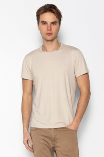 Fitted Lightweight Crew-Neck T-Shirt - Light Grey