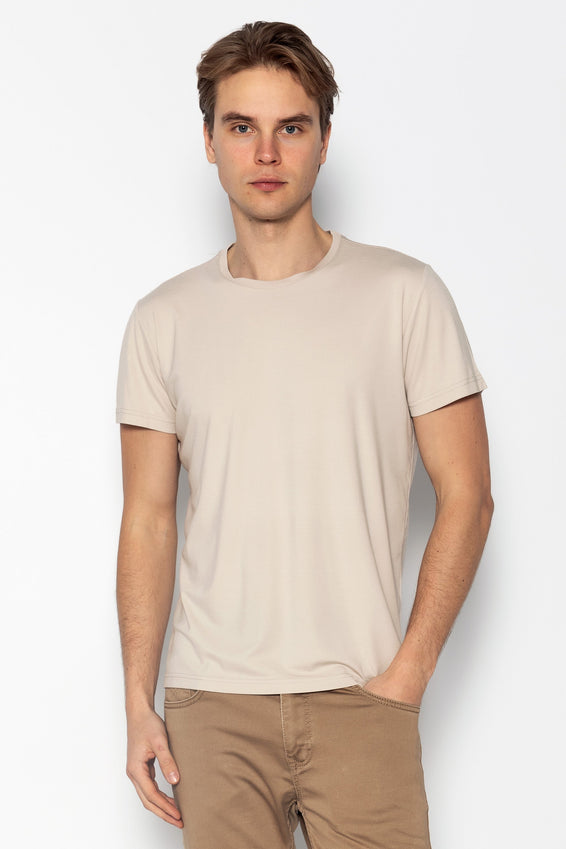 Fitted Lightweight Crew-Neck T-Shirt - Light Grey