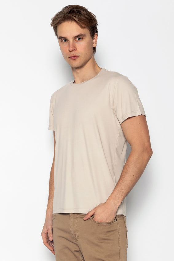 Fitted Lightweight Crew-Neck T-Shirt - Light Grey