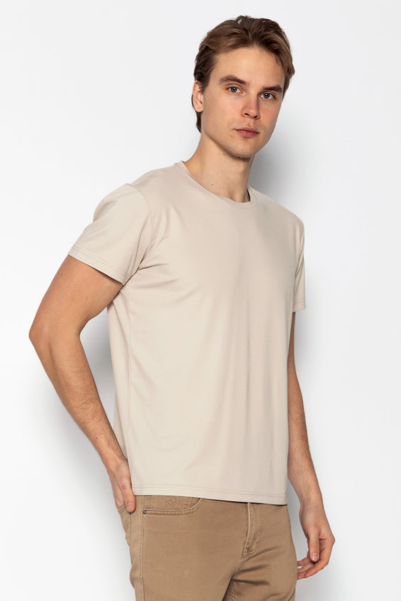 Fitted Lightweight Crew-Neck T-Shirt - Light Grey