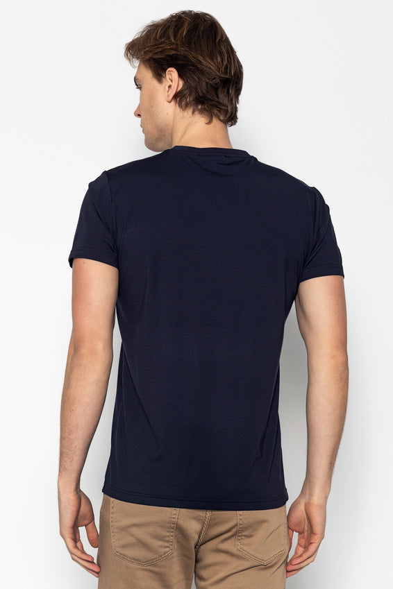 Fitted Lightweight Crew-Neck T-Shirt - Navy