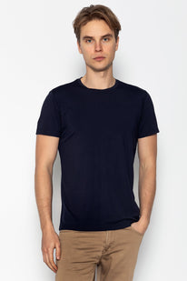 Fitted Lightweight Crew-Neck T-Shirt - Navy