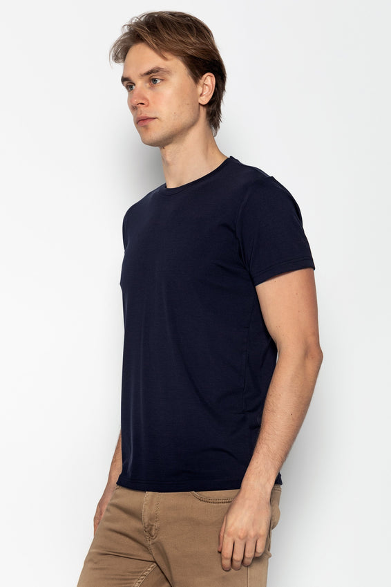 Fitted Lightweight Crew-Neck T-Shirt - Navy