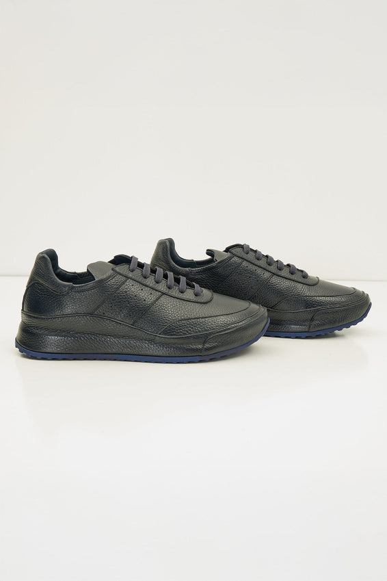 Full Grain Leather Stealth Sneaker - Navy