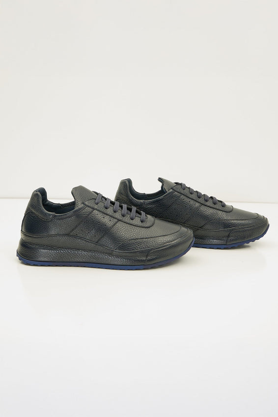 Full Grain Leather Stealth Sneaker - Navy
