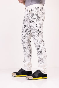 Funky Scribbled Denim Jeans - White