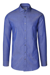 Jacquard Cotton Tonal Button Dress Shirt - Dark Blue