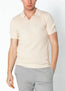 Jersey Knit V-neck Polo - Beige