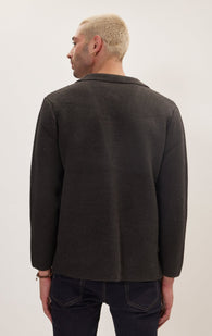 Knitted Notch Laper Fitted Blazer - Anthracite