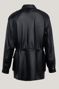 Lambskin Leather Safari Jacket - Black