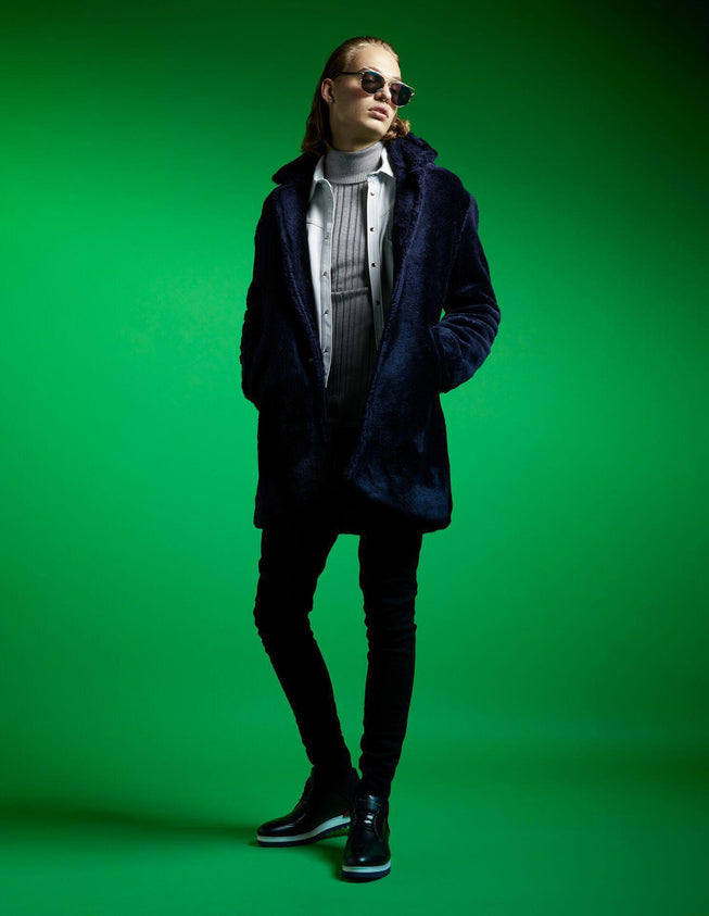 Leather Wingtip Sneaker Boots - Black White