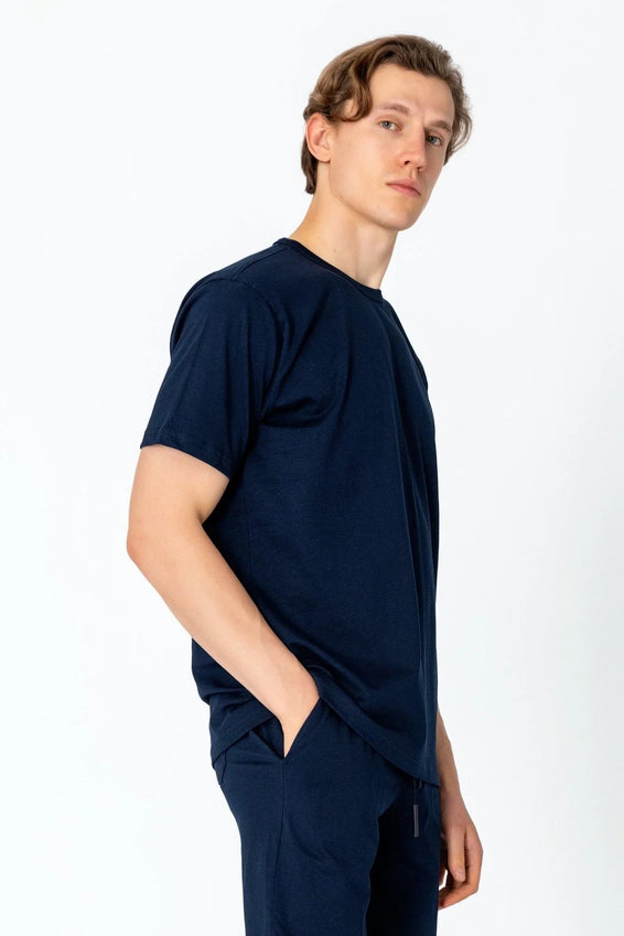 Lightweight Cotton T-shirt - Navy