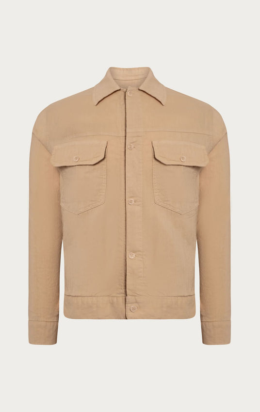 Linen Blend Utility Shirt Jacket - Vizon